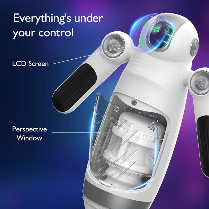 White telescopic thrusting vibrating stroker, photo 6