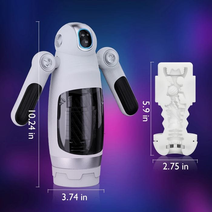 White telescopic thrusting vibrating stroker, photo 7