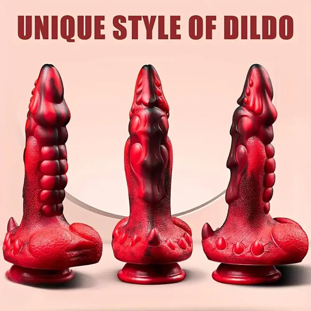 Colorful silicone dragon vibrating dildo, photo 2