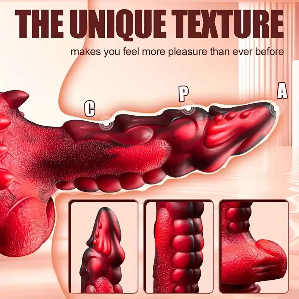 Colorful silicone dragon vibrating dildo, photo 5