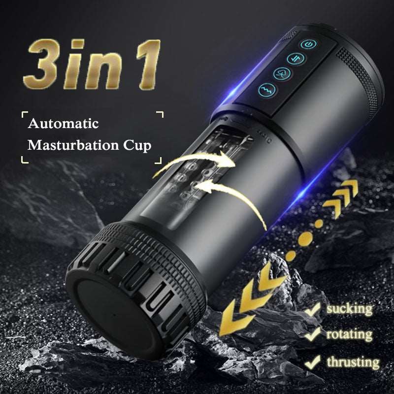 Black telescoping suction male masturbator, photo 3