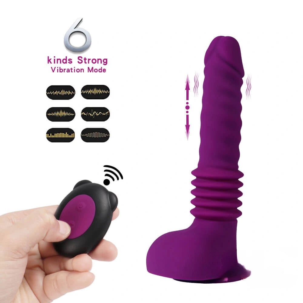 Purple telescoping vibrating dildo, photo 4