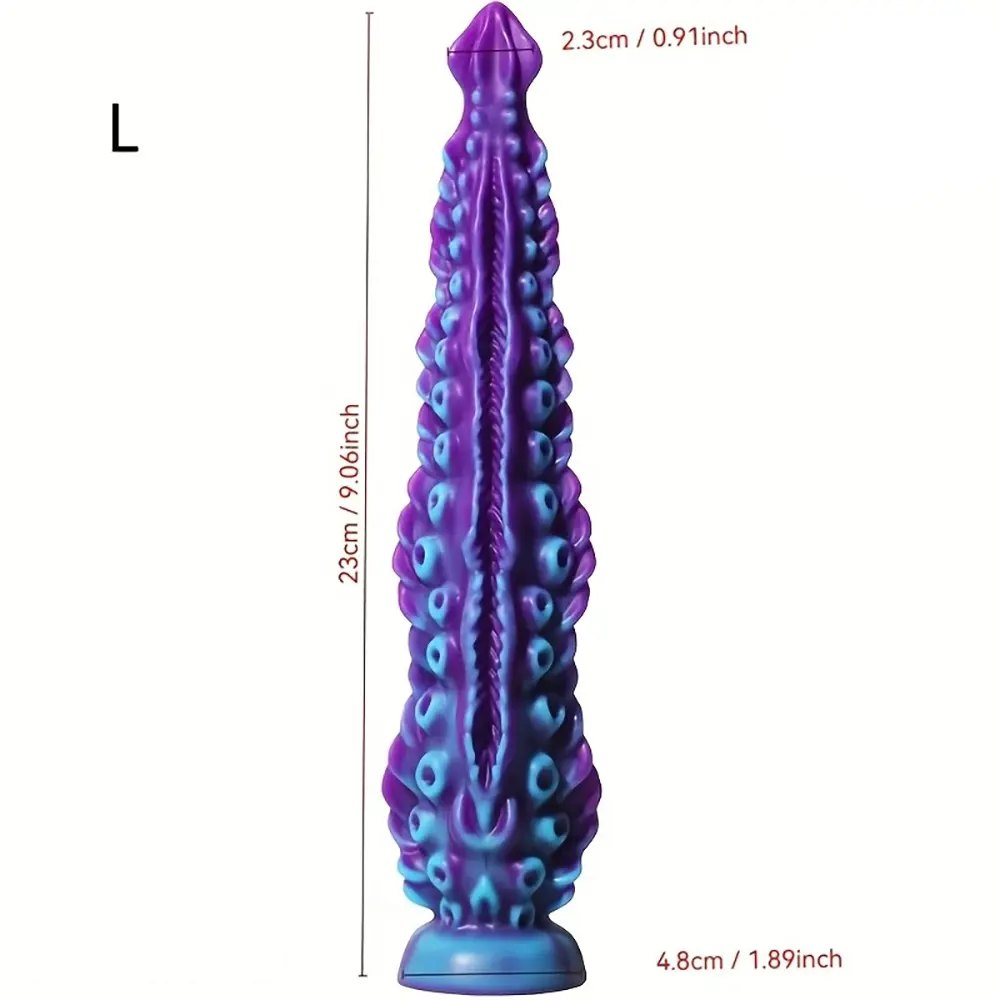 Purple and blue tentacle silicone fantasy dildo, photo 2