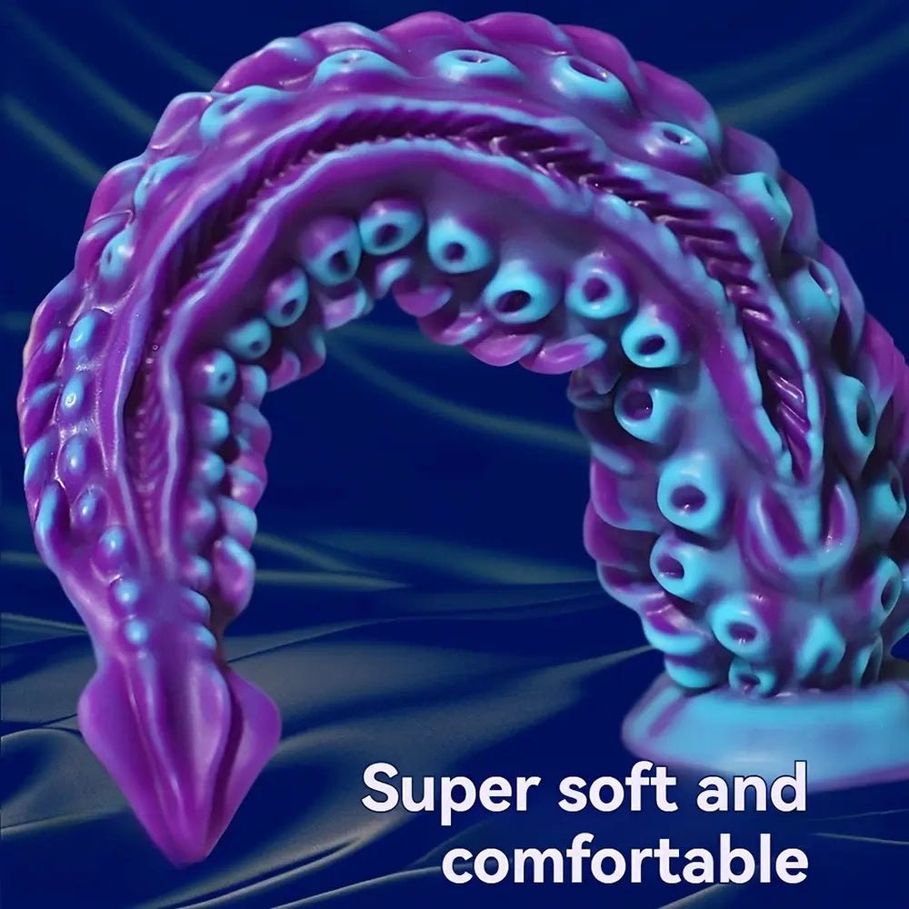 Purple and blue tentacle silicone fantasy dildo, photo 3