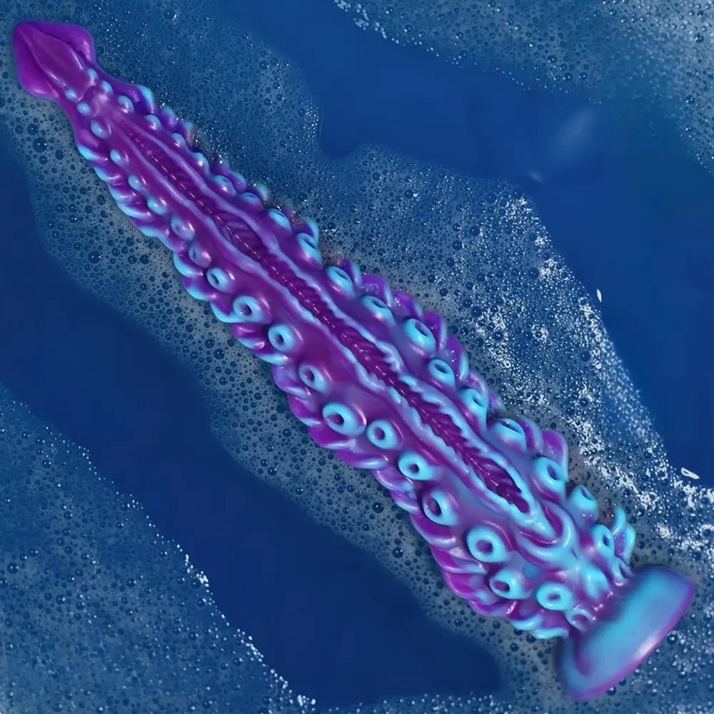 Purple and blue tentacle silicone fantasy dildo, photo 4