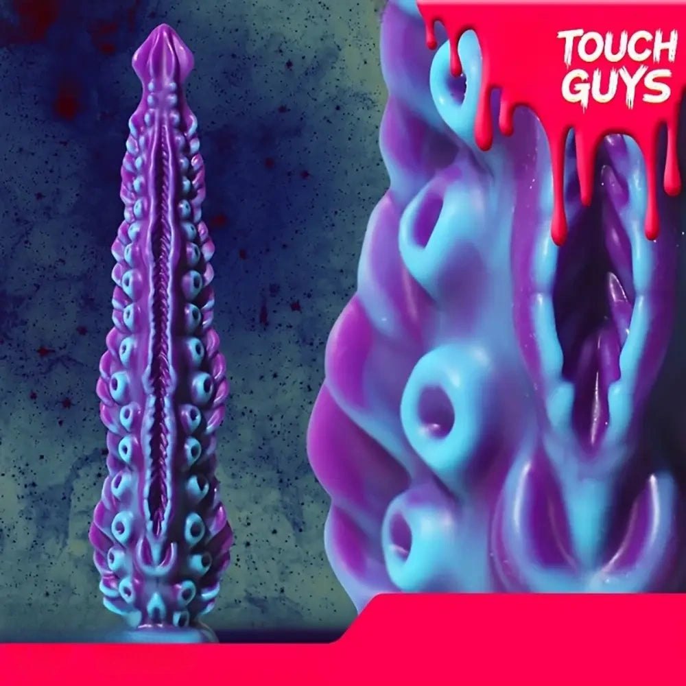 Purple and blue tentacle silicone fantasy dildo, photo 5