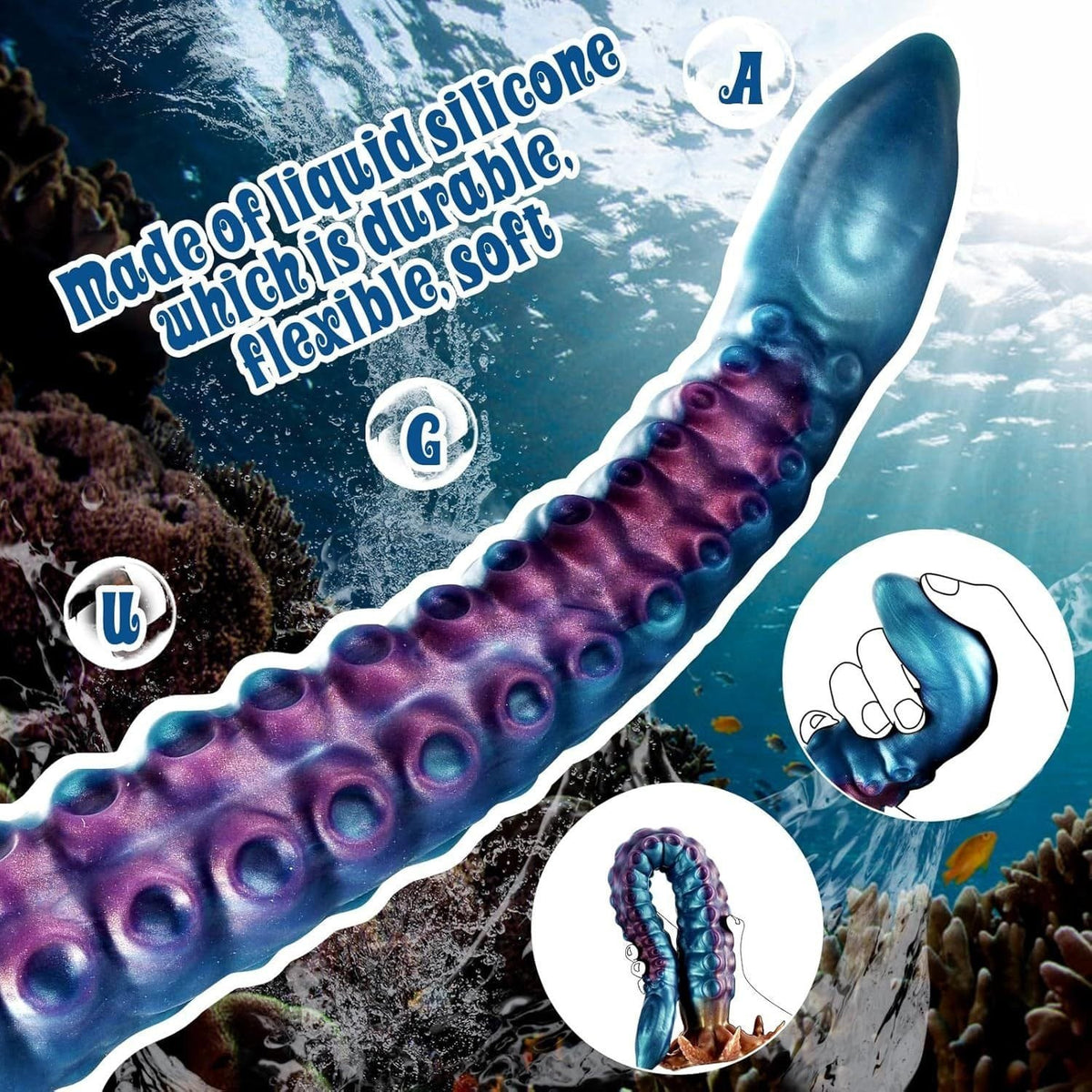 Blue and purple tentacle fantasy dildo, photo 3
