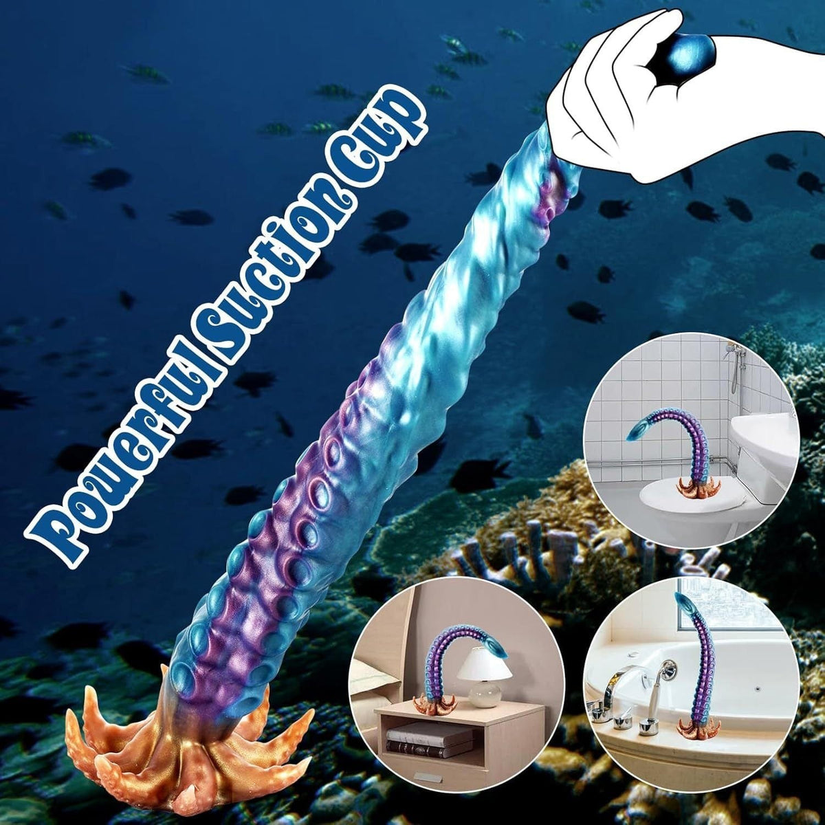 Blue and purple tentacle fantasy dildo, photo 4