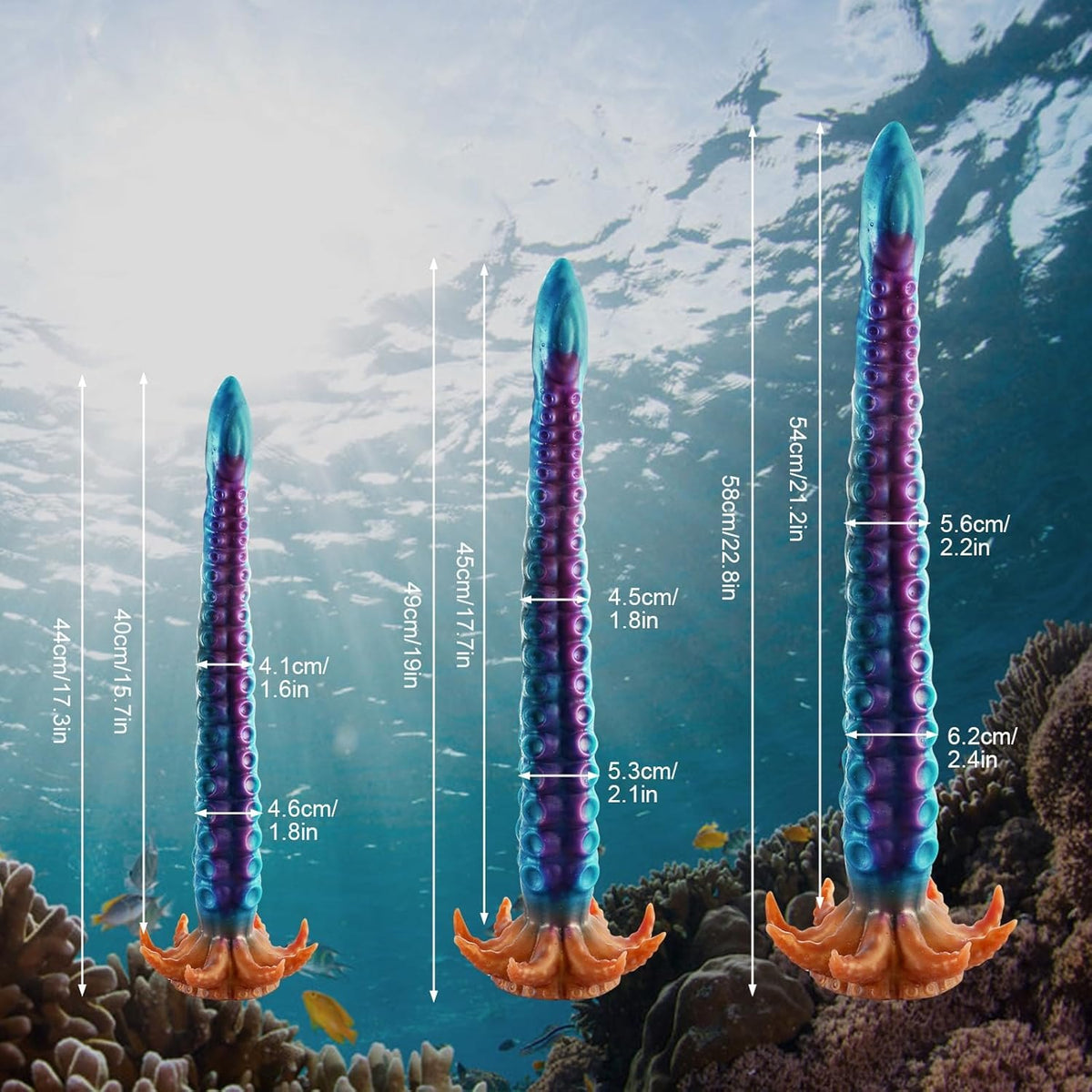 Blue and purple tentacle fantasy dildo, photo 5