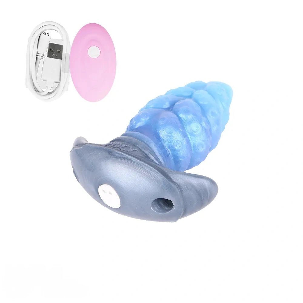 Blue tentacle textured silicone butt plug, photo 12