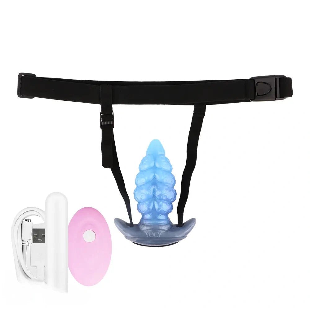 Blue tentacle textured silicone butt plug, photo 13