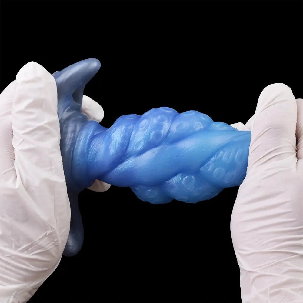 Blue tentacle textured silicone butt plug, photo 14