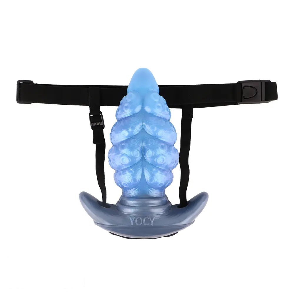 Blue tentacle textured silicone butt plug, photo 16