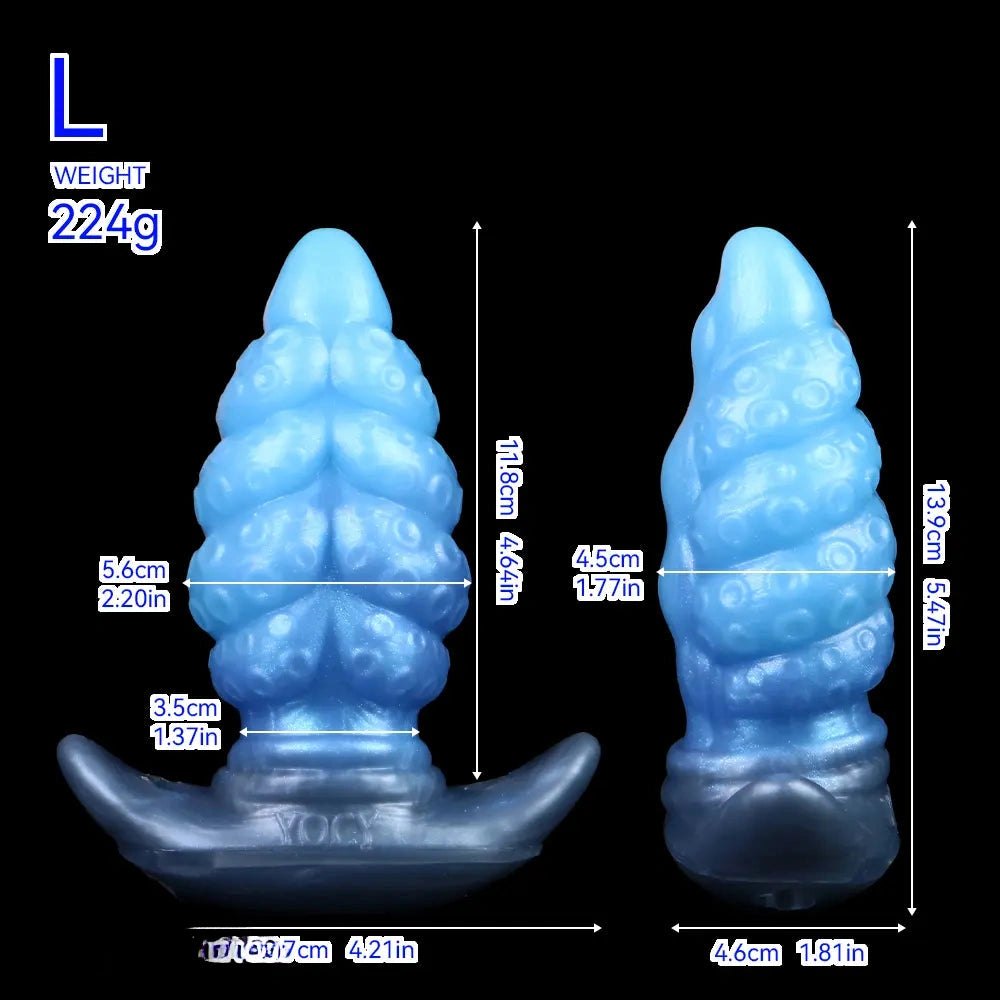 Blue tentacle textured silicone butt plug, photo 20