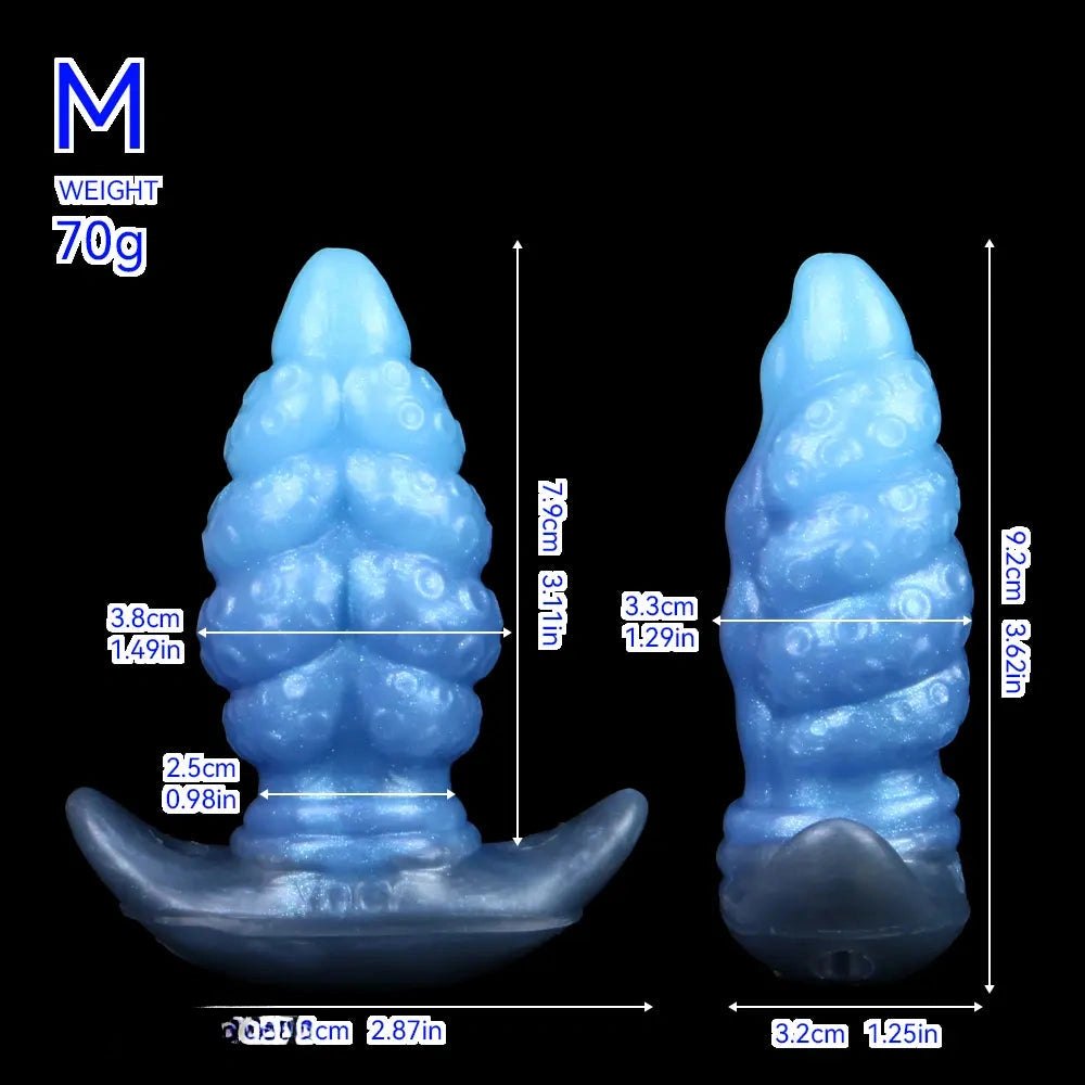 Blue tentacle textured silicone butt plug, photo 21