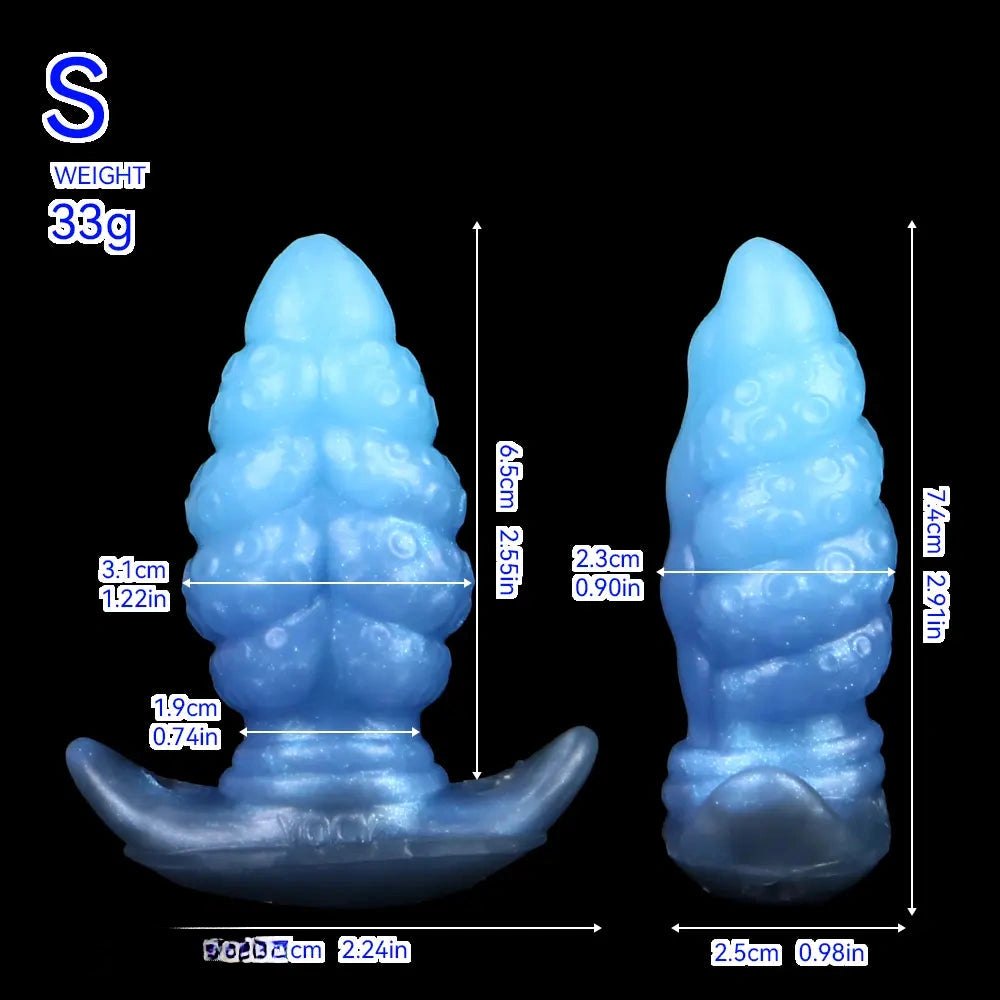 Blue tentacle textured silicone butt plug, photo 22