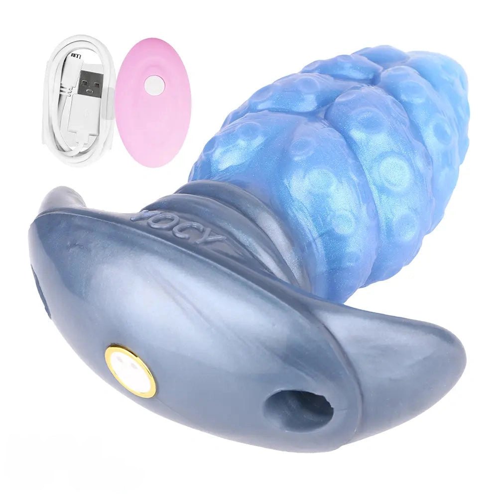 Blue tentacle textured silicone butt plug, photo 5
