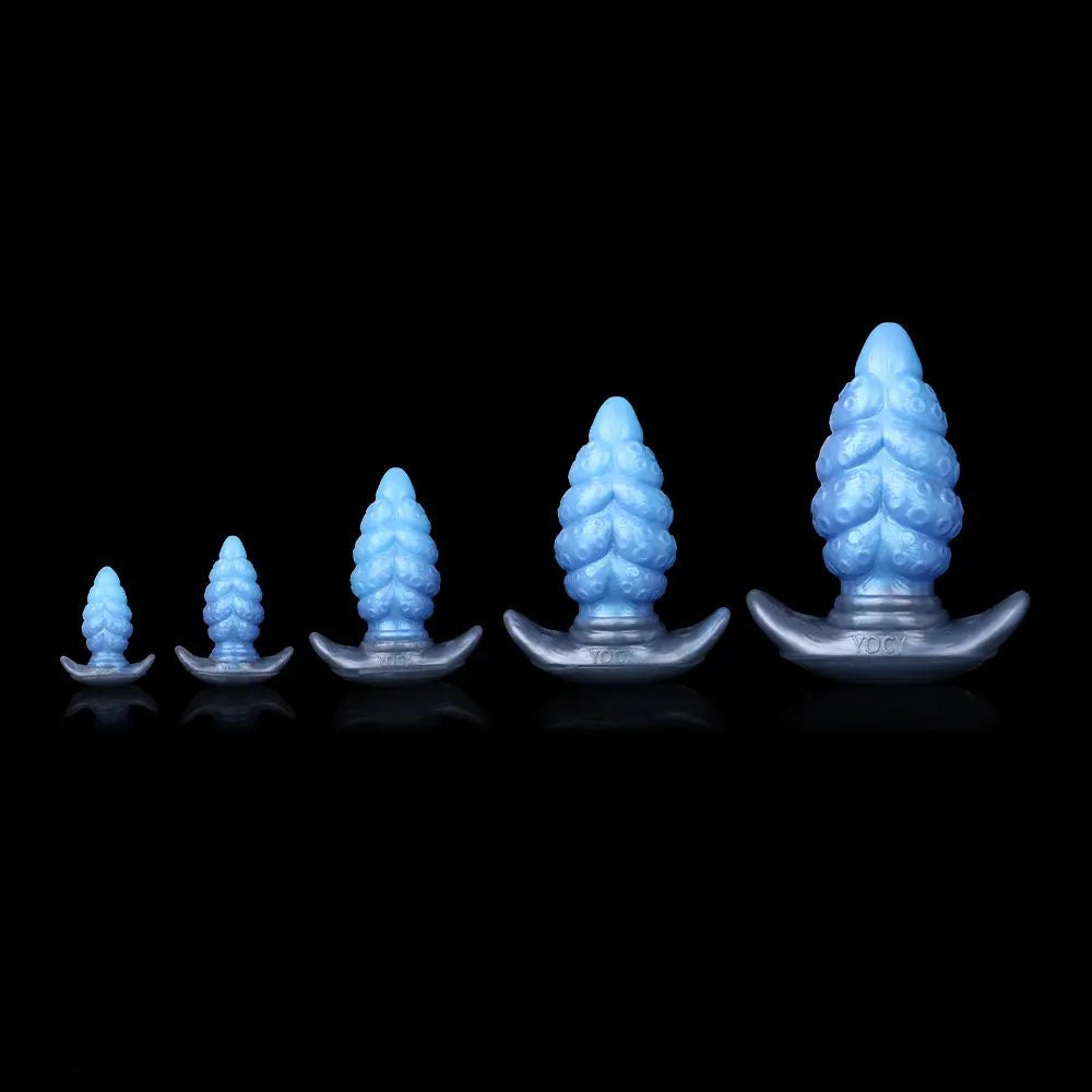 Blue tentacle textured silicone butt plug, photo 7