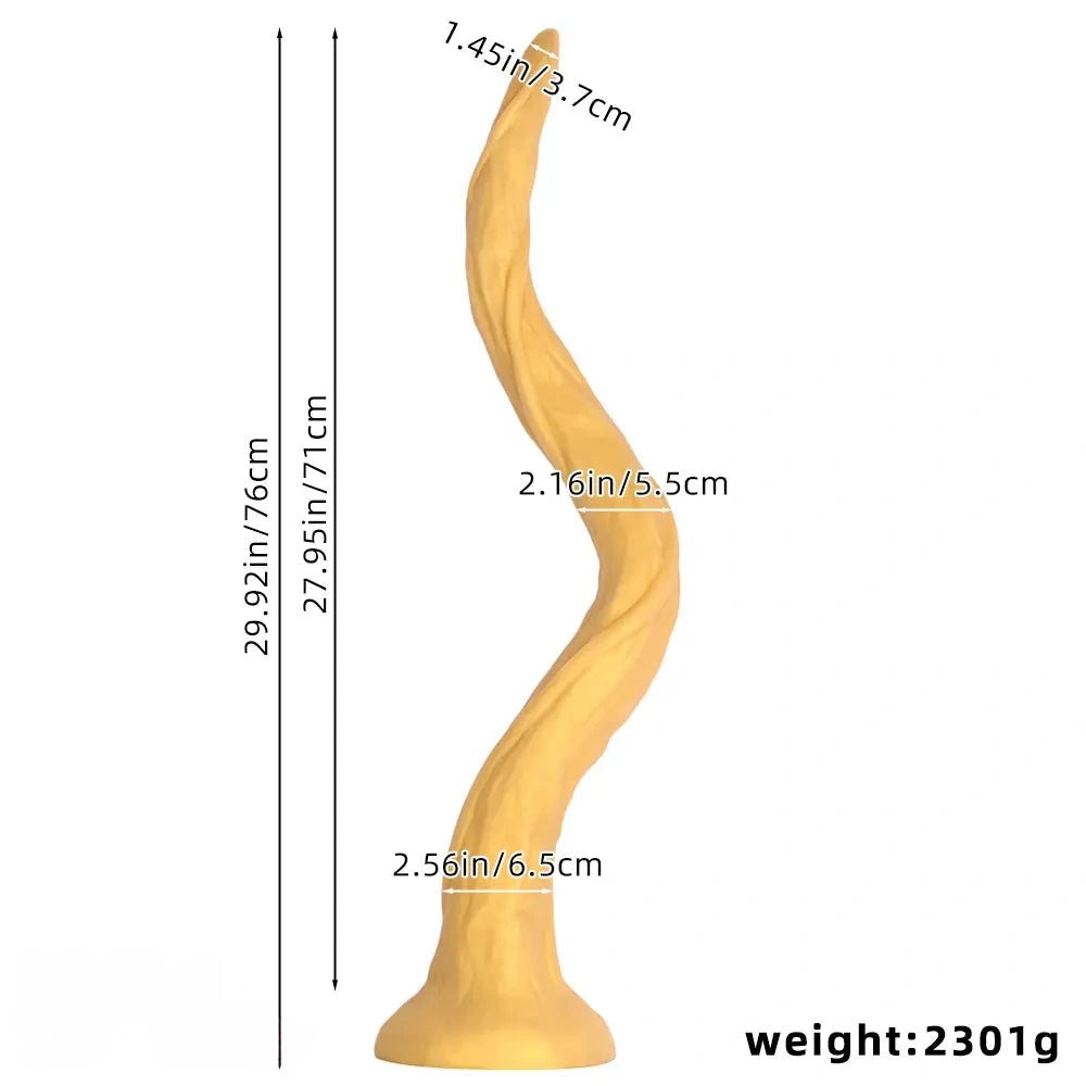 Gold silicone spiral tentacle dildo