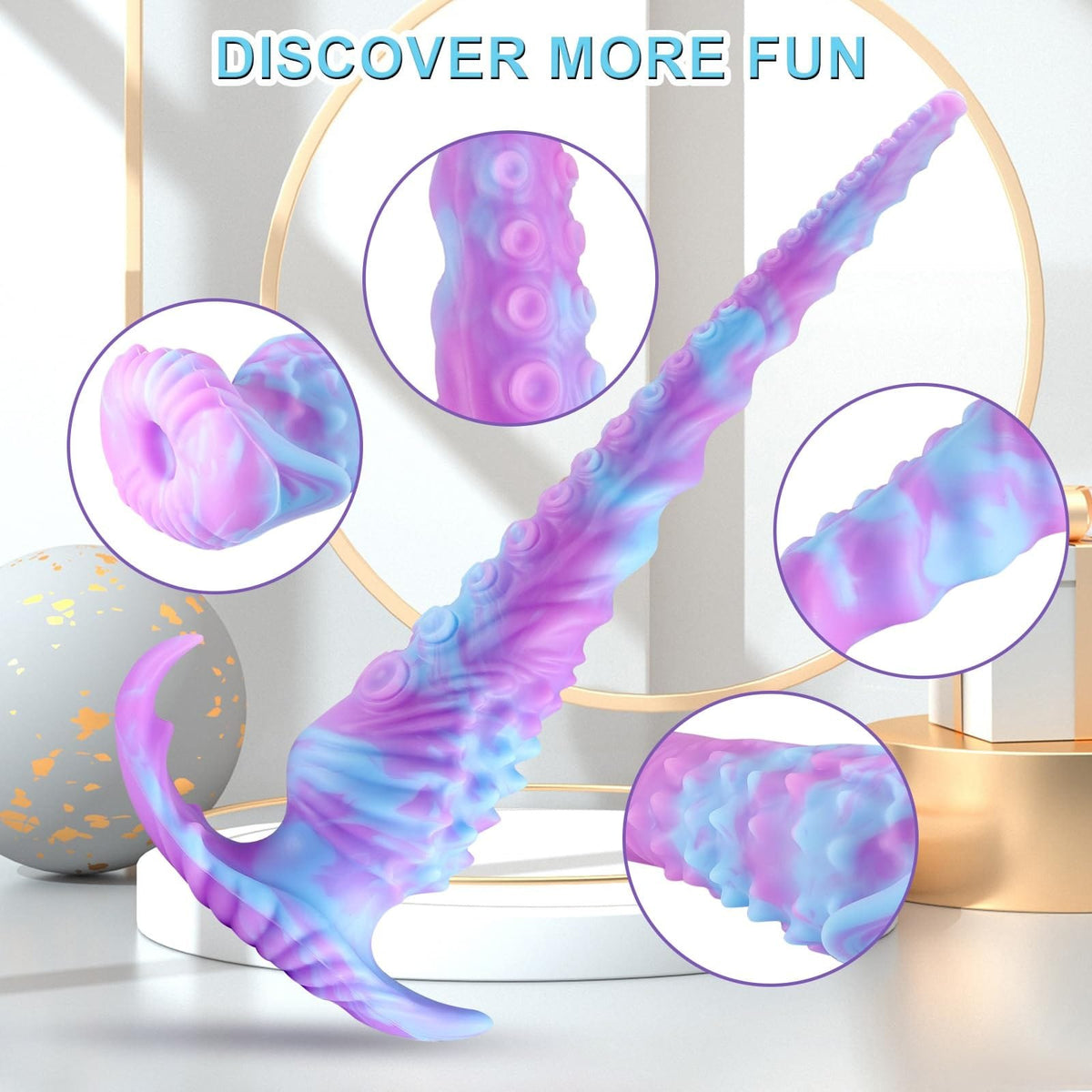 Tentacle-textured fantasy dildo with suction cup base, photo 2