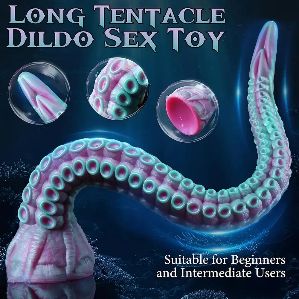 Teal pink tentacle fantasy dildo, photo 3