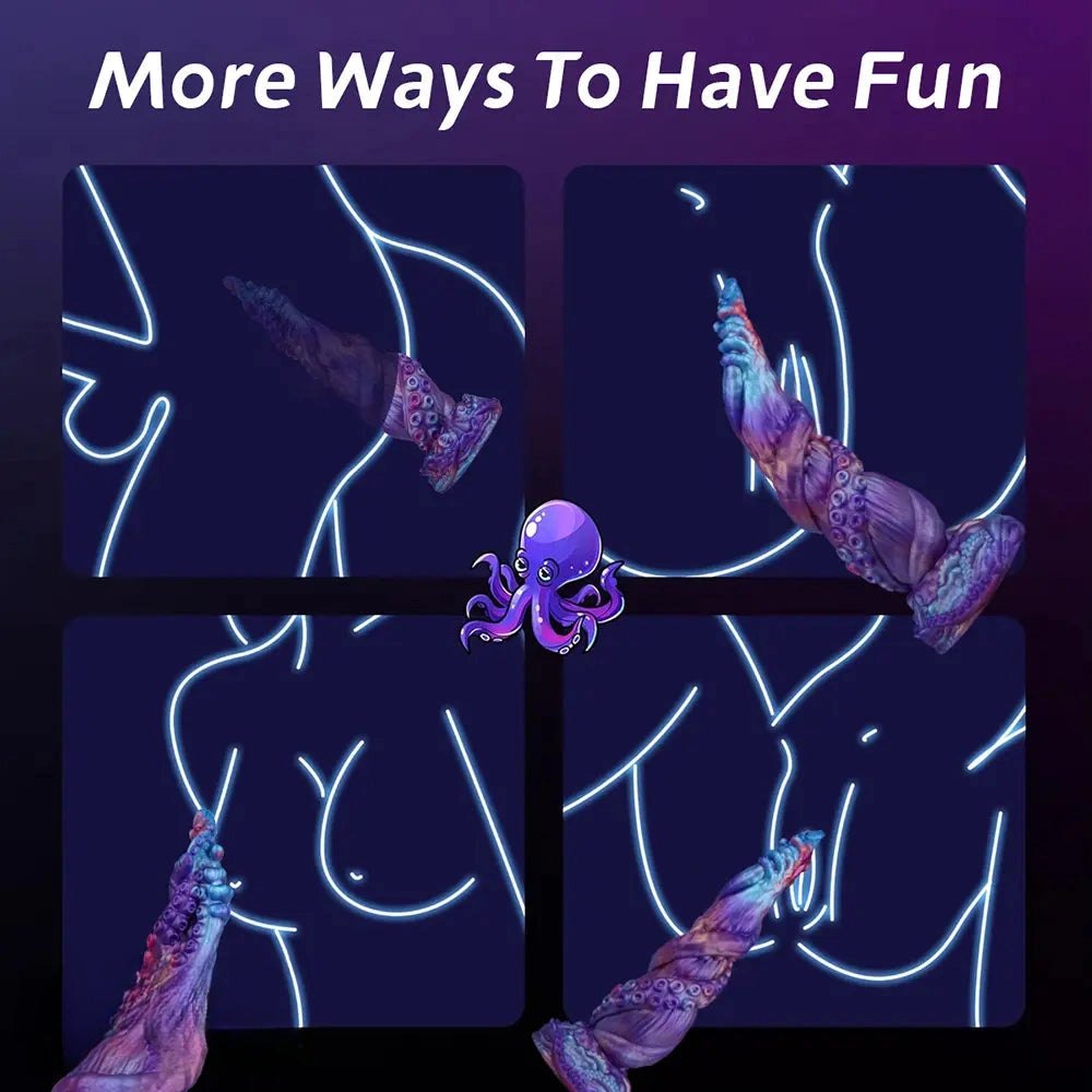 Purple and blue tentacle-style fantasy dildo, photo 9