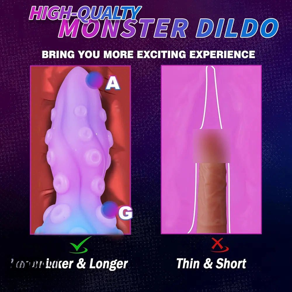 Textured gradient tentacle fantasy silicone dildo, photo 9