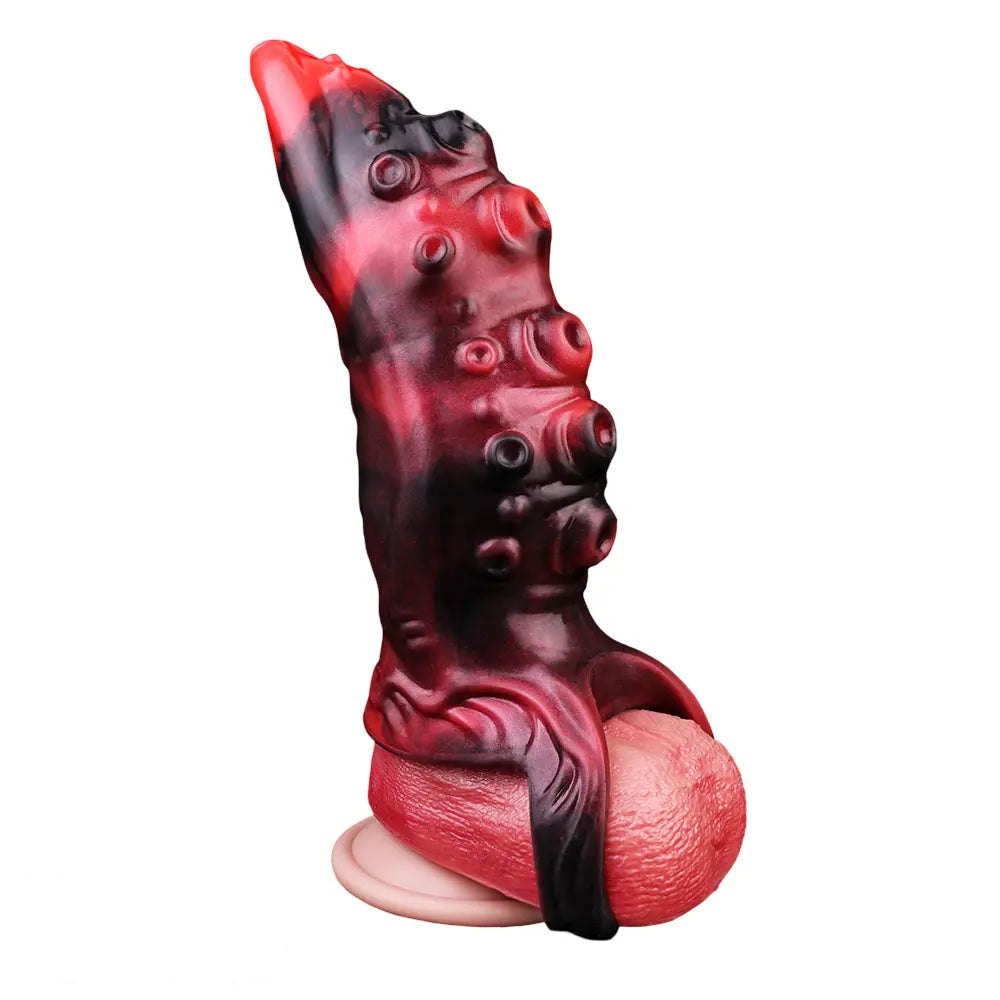 Red and black tentacle silicone fantasy dildo, photo 5