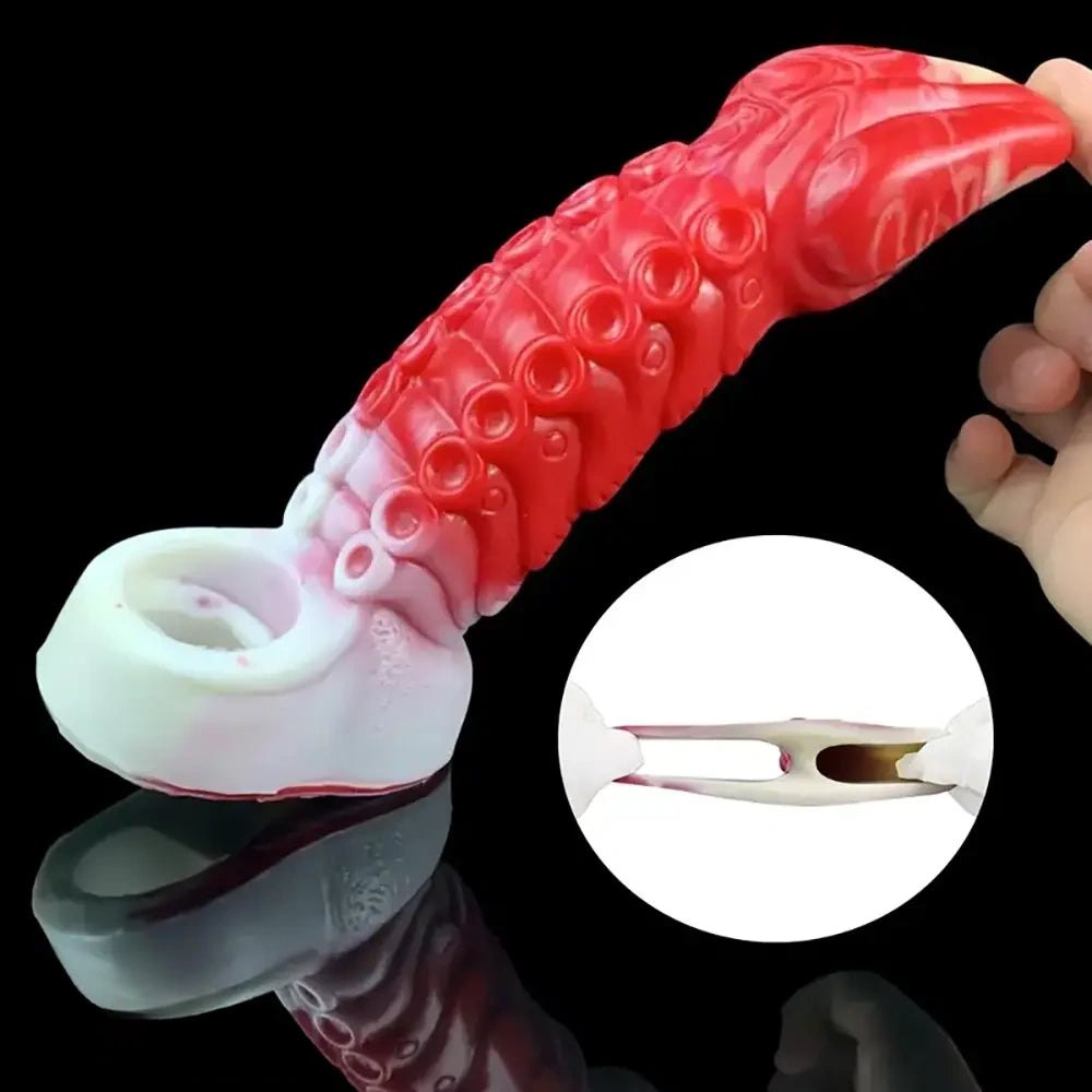 Tentacle ridged silicone hollow sleeve dildo, photo 11