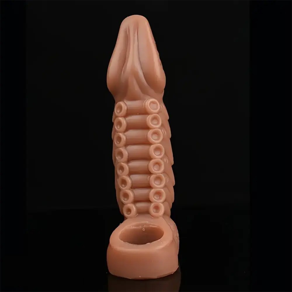 Tentacle ridged silicone hollow sleeve dildo, photo 14