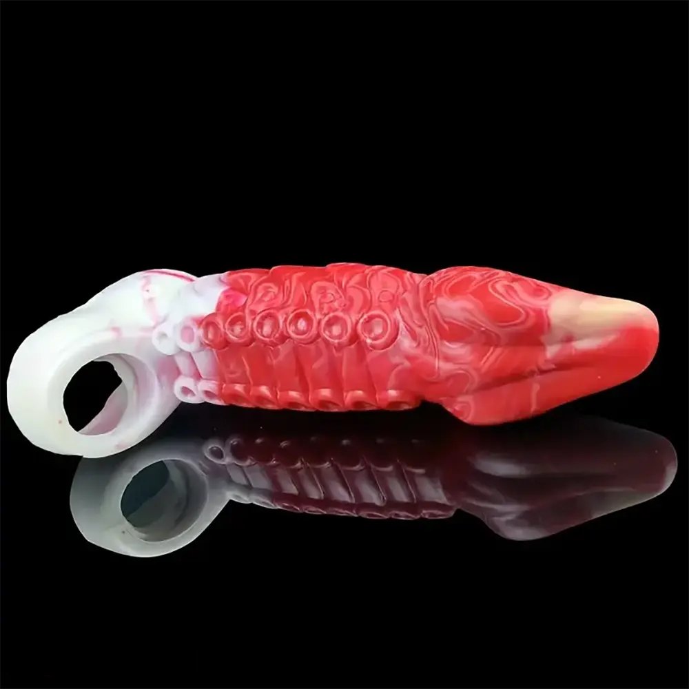 Tentacle ridged silicone hollow sleeve dildo, photo 8