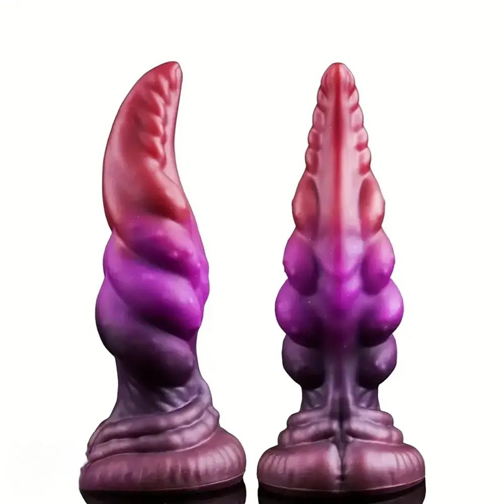 Purple to red ombre tentacle-horn silicone dildo, photo 1
