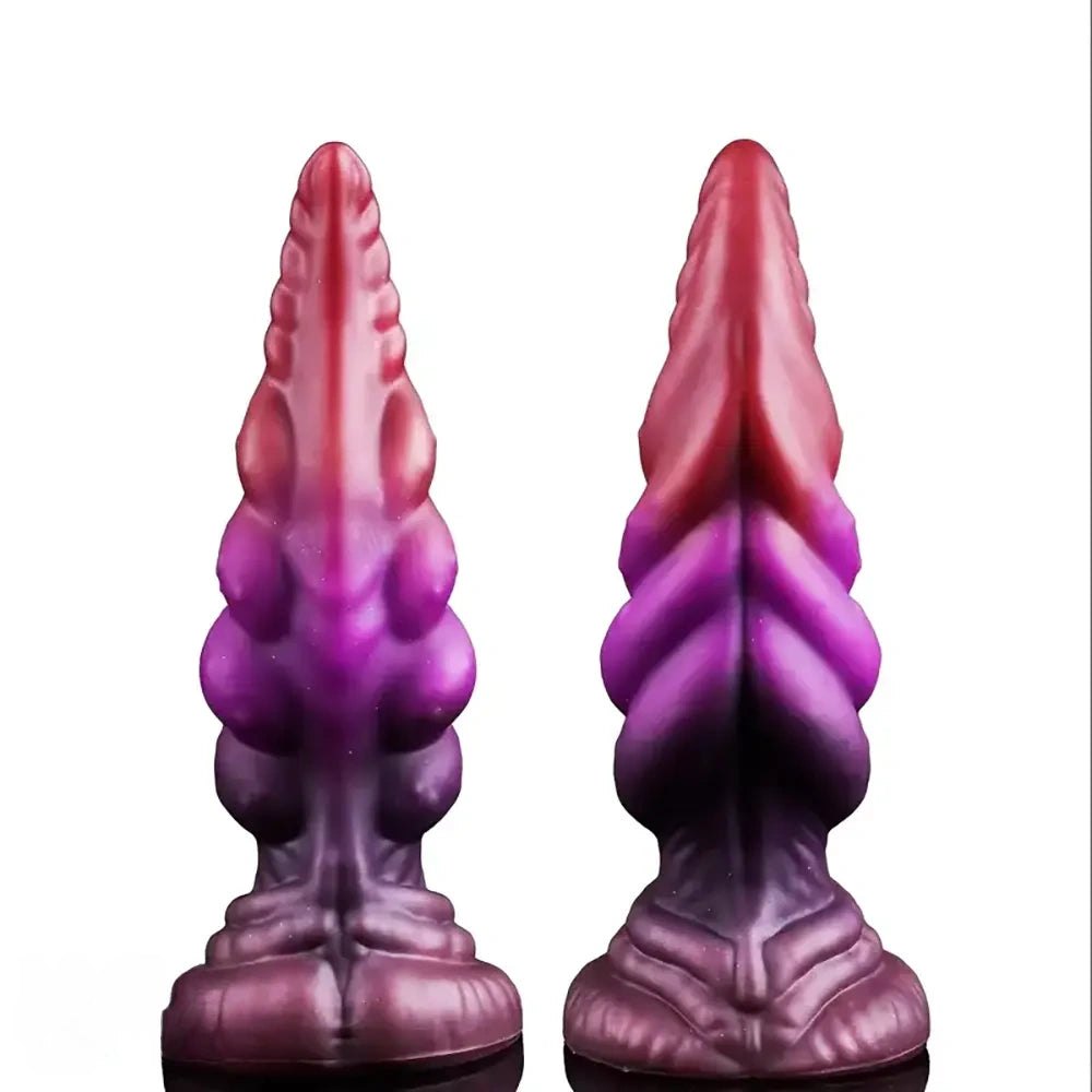 Purple to red ombre tentacle-horn silicone dildo, photo 2