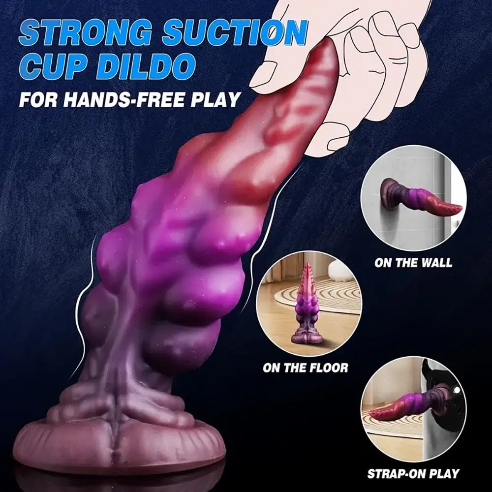 Purple to red ombre tentacle-horn silicone dildo, photo 3