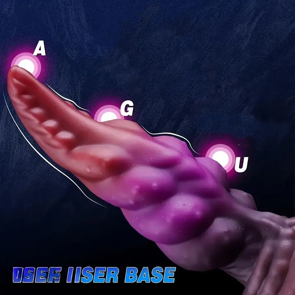 Purple to red ombre tentacle-horn silicone dildo, photo 4