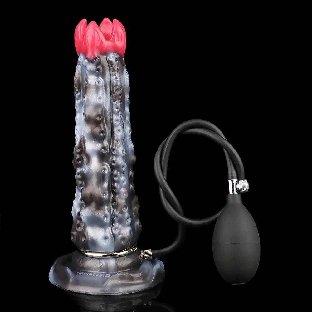 Tentacle textured fantasy dildo with inflatable pump, photo 1