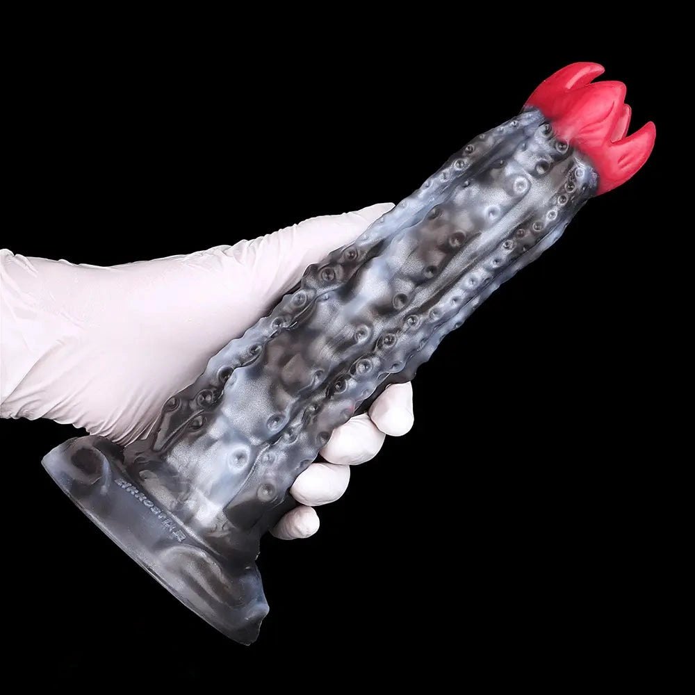 Tentacle textured fantasy dildo with inflatable pump, photo 12