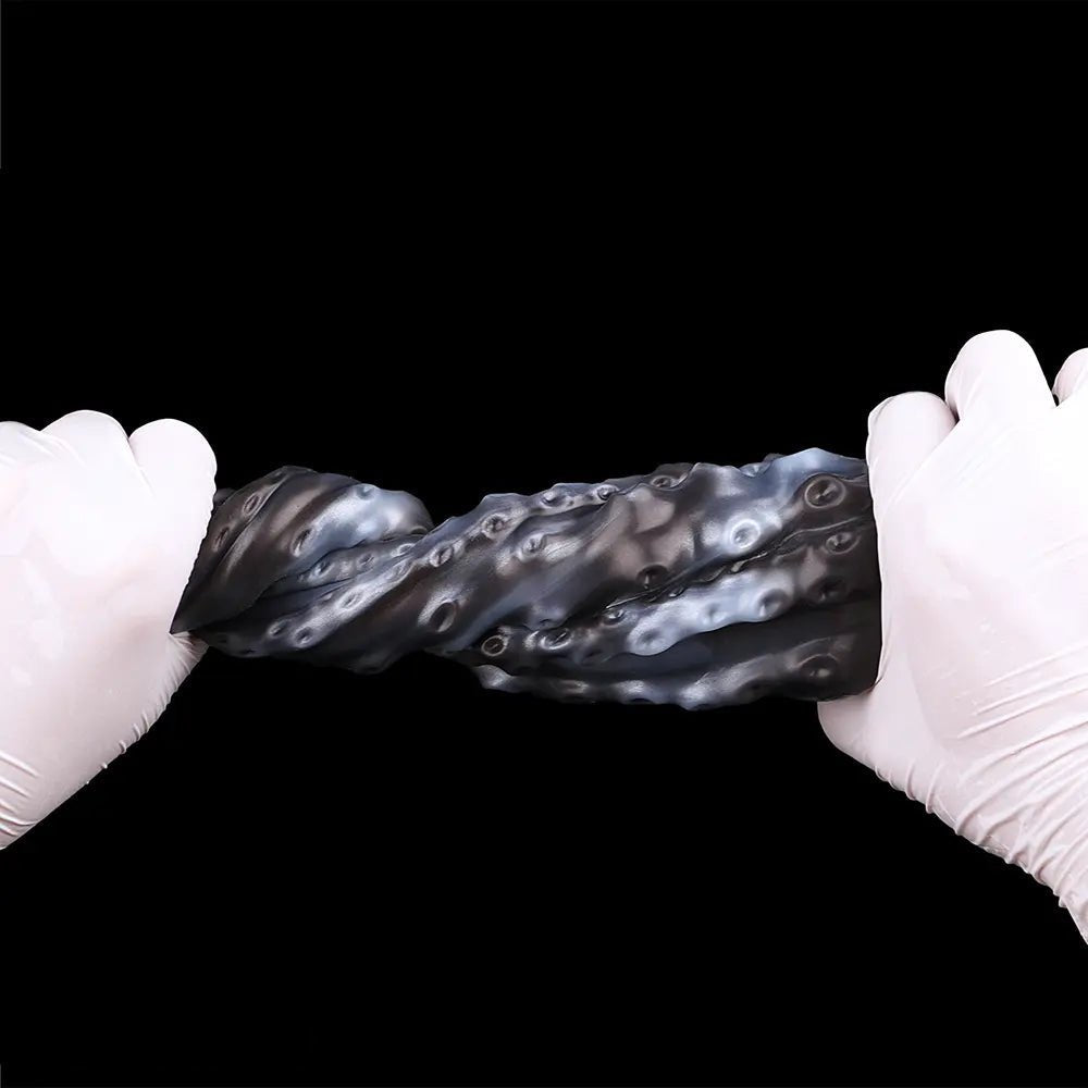 Tentacle textured fantasy dildo with inflatable pump, photo 13