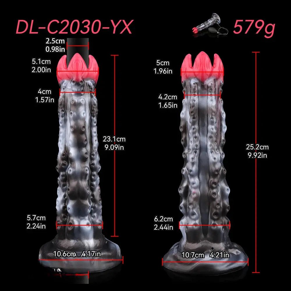 Tentacle textured fantasy dildo with inflatable pump, photo 15