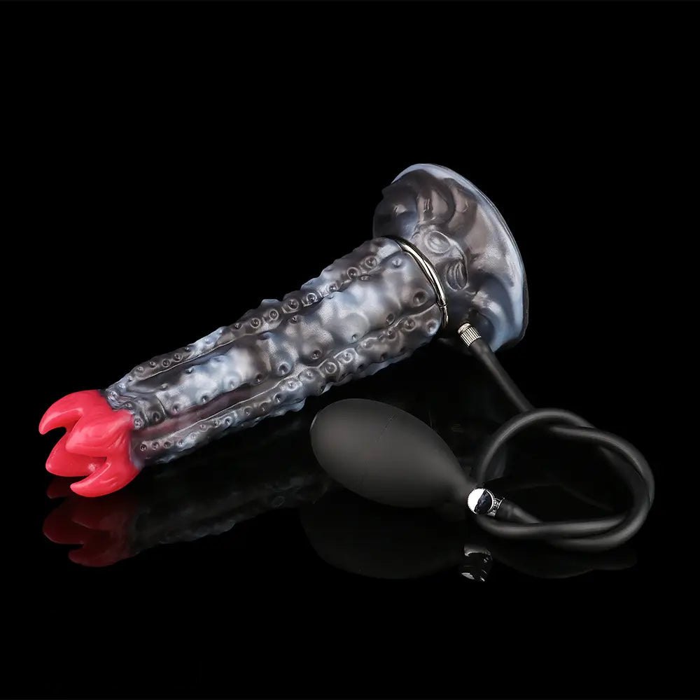 Tentacle textured fantasy dildo with inflatable pump, photo 6