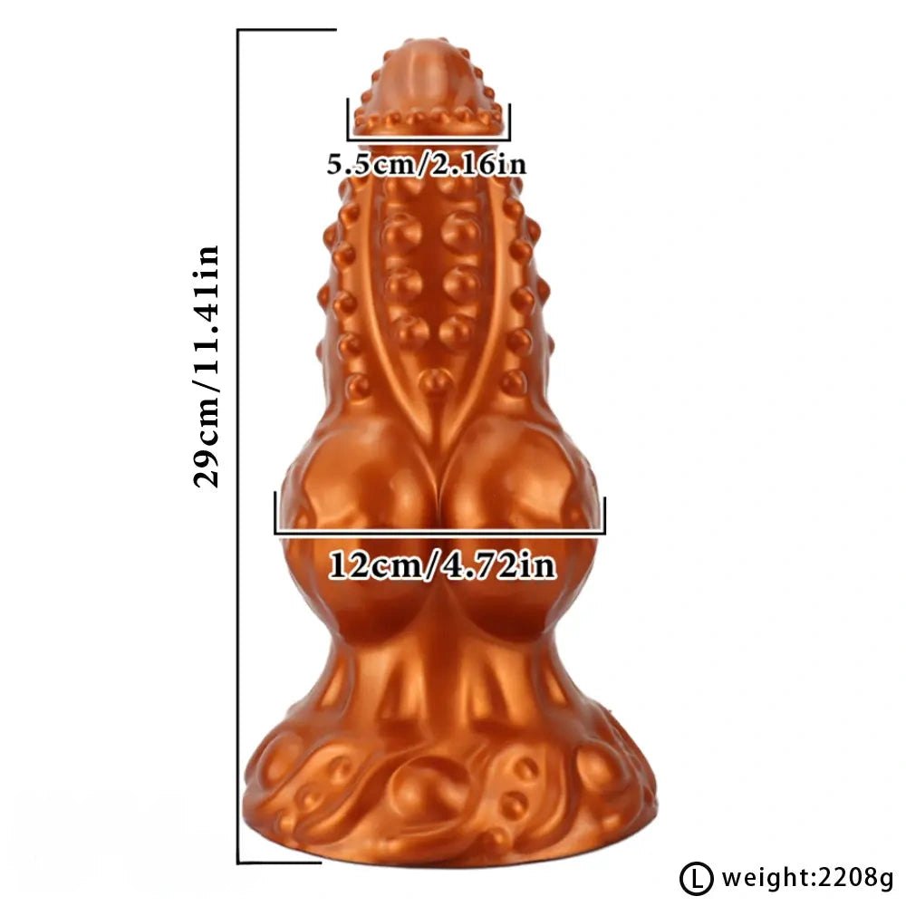 Gold spiked tentacle knot silicone fantasy dildo