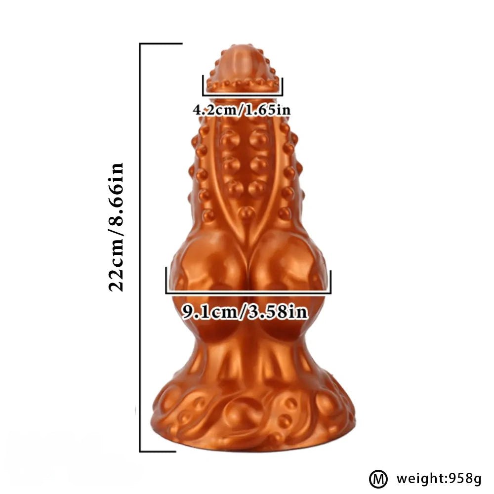 Gold spiked tentacle knot silicone fantasy dildo