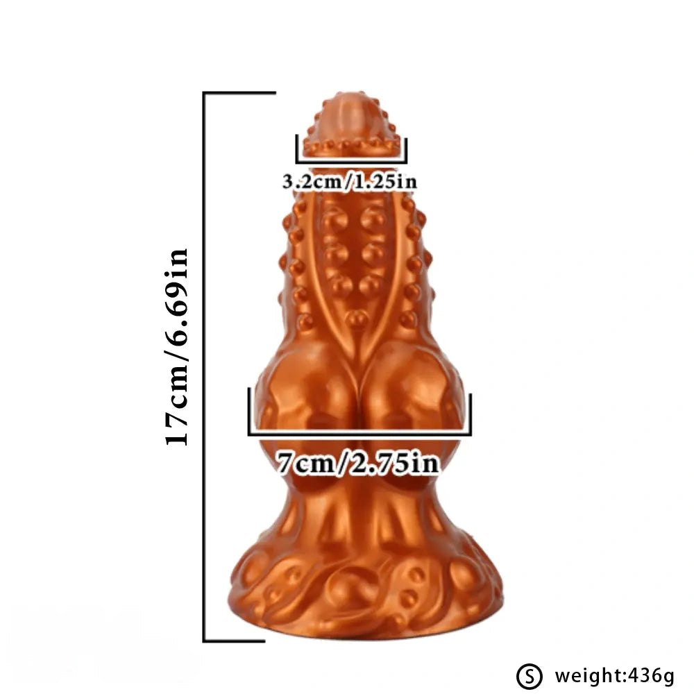 Gold spiked tentacle knot silicone fantasy dildo