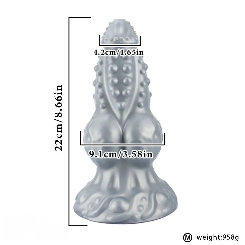 Silver spiked tentacle knot silicone fantasy dildo
