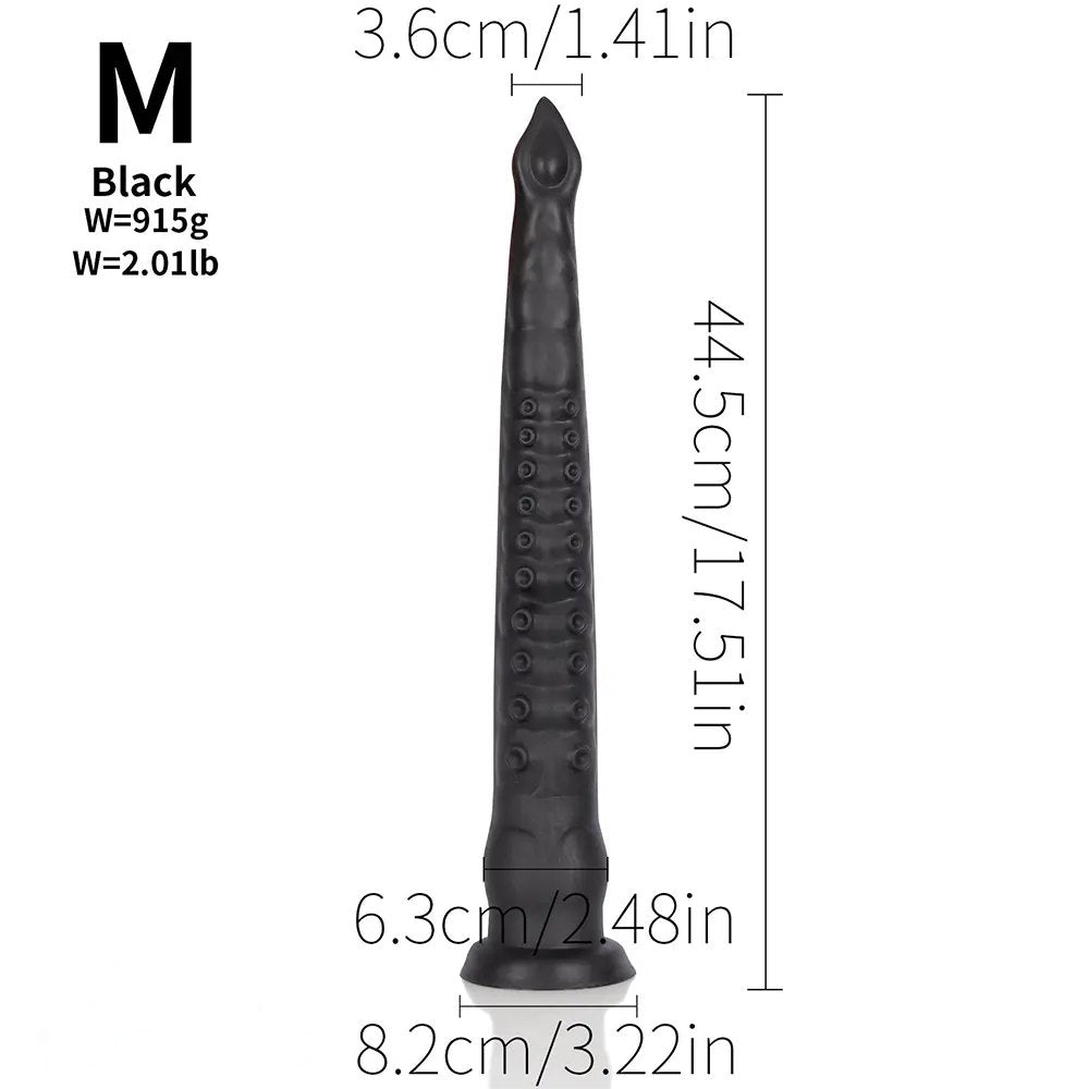Black tentacle monster fantasy dildo with suction cup base