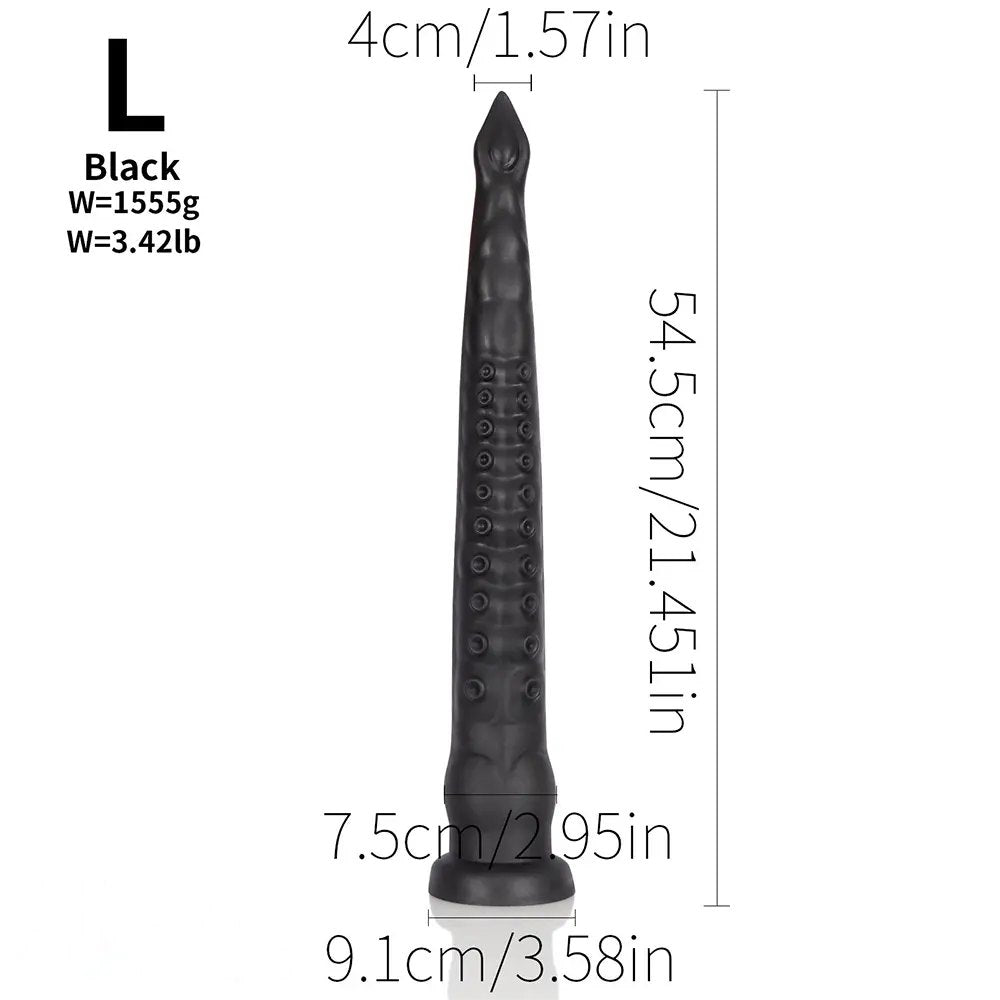 Black tentacle monster fantasy dildo with suction cup base