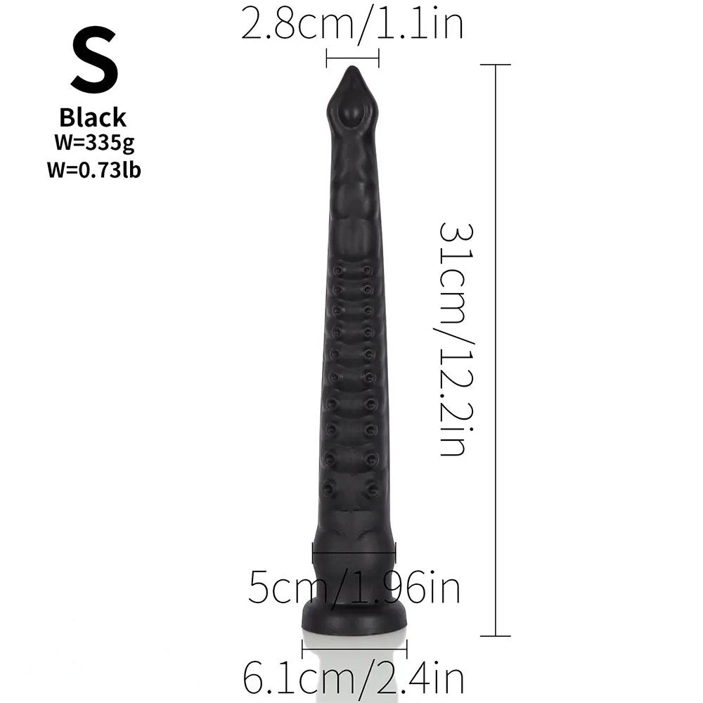 Black tentacle monster fantasy dildo with suction cup base