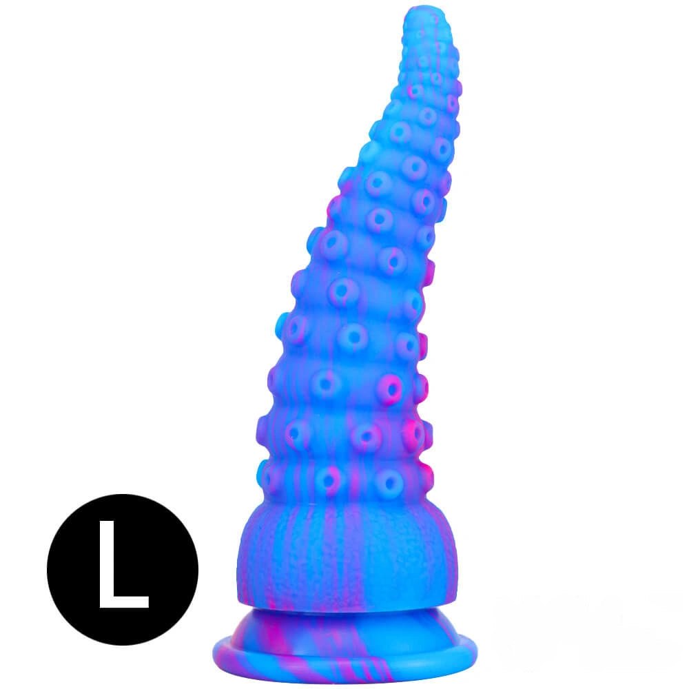 Blue tentacle textured butt plug