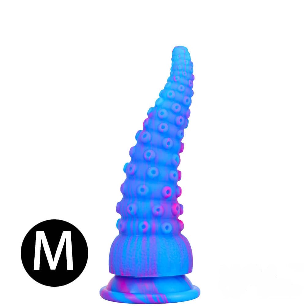 Blue tentacle textured butt plug