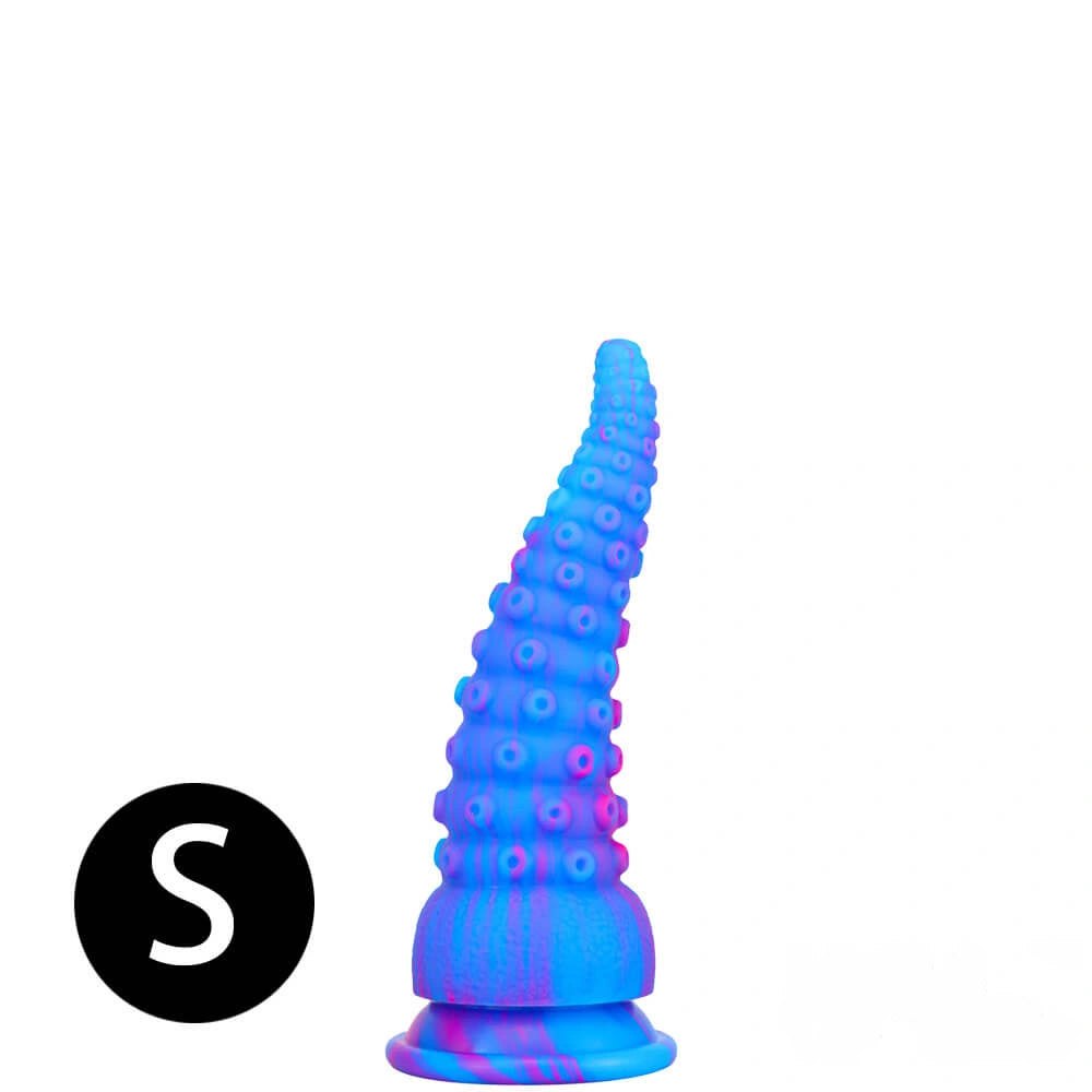 Blue tentacle textured butt plug